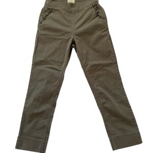 Kate Spade Olive Green Side Zip Cropped Pants With Ruffle Pockets.